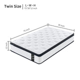 ZNTS Twin Size 12 Inch 7-Zoned Cool Memory Foam Individual Pocket Spring Hybrid Mattress W3017P232166