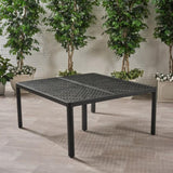 Outdoor Modern Aluminum Dining Table with Woven Accents, Antique Matte Black 65144.00BLK