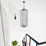 12-Light Farmhouse Kitchen Chandeliers, Matte Black and Sliver Vintage Rustic Cage Light Fixture W1592P210149