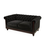 VIVALUX 59.44" Chesterfield Velvet Loveseat Sofa,2-Person Rolled Arm Dutch Plush Upholstered Sofa N762P178705B