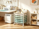 5-Drawer Rolling Storage Cart, Multifunctional Mobile Organizer Cart with Lockable Universal Wheels, 72967110