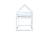 Twin over Twin Rubber Wood Floor Bunk Bed, with ladder,Guardrails,House-Shaped-Bunk Bed,White W504P206864