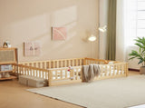 Original wood color painted pine fence bed with door and deck board full children's wooden bed 67853581
