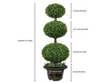4FT Artificial Triple Ball Boxwood Topiary Trees Outdoor Ball-Shaped Boxwood, Fake Plants, Home W2945P578008