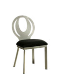 ZNTS Contemporary Style Silver Metal Frame 2pc Dining Chairs Black Microfiber Seat Cushion Dining Room B011P232974