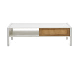 40.16" Rattan Coffee table, sliding door for storage, metal legs, Modern table for living room , W1265121740