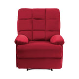 Reclining Chair Red Velvet Upholstery Square Tufted Back Pillowtop Arms Solid Wood Furniture Modern B011P182496