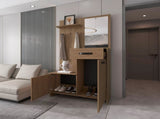 Natural Oak Hall Tree Multistorage with 1-Mirror and Adjustable Legs B062P290249