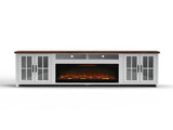 97 inch Fireplace TV Stand Console for TVs up to 100 inches, Minimal Assembly, Jasmine Whitewash and B108P160230