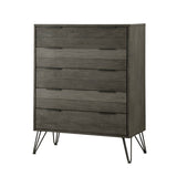 Contemporary Three-Tone Gray Finish Chest of Drawers Perched atop Metal Legs Acacia Veneer Modern B01146550