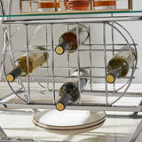 ZNTS Electroplated Glass Bar Cart, With Wine Rack And Glass Holder, For Kitchen, Serving, Hotel Silver 50720217