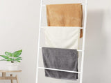 5-Tier 57.7 in. Farmhouse Wall Mounted Ladder Quilt Rack with Shelf, White 81175418
