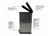 Kitchen Trash Can, 13.2 Gallon Plastic Step Garbage Bin with Lid, Silver 41238085