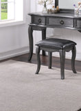 Contemporary Grey Finish Vanity Set w Stool Retro Style Drawers cabriole-tapered legs Mirror w B011113310