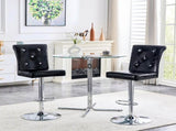 A set of 2 black vintage crocodile leather lift bar chairs, featuring crystal clasp design and W3875P371070