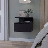 Augusta Floating Nightstand with 2-Tier Shelf and 1-Drawer B128P148862