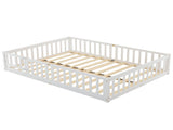 White Full-Size Wooden Toddler Crib Bed with Door & Floorboard Convertible Kids Safety Bed 91517336