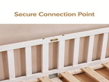 Full-Size Wooden Children's Bed with Gate and Bed Slats Painted Pine Fence-Style Bed 32453107