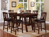 ZNTS Dark Walnut Wood Framed Back Set of 2 Counter Height Dining Chairs Breakfast Kitchen Cushion Seats B01158666