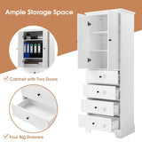 Storage Cabinet with 2 Doors and 4 Drawers for Bathroom, Office, Adjustable Shelf, MDF Board with WF302825AAK