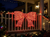Pre-lit Outdoor Giant Bowknot Christmas Decoration, Lighted Metal Frame with 124 Warm White LED 60315865