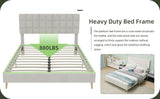 Modern Upholstered Bed Frame Premium Holland Velvet Fabric with Ergonomic Padding and Tufted W1935P362355