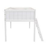 ZNTS Twin Size Wood Low Loft Bed with Ladder, ladder can be placed on the left or right, White 31471087