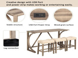 4-Piece Bar Table Set with Power Outlet, Dining Bar Table and Chairs Set,Bar Table Set with 3 Padded W1998P193823