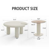 Circular Beige Cream Coffee Table Set Easy Assembly for Living Room W3081P254978