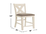 Set of 2 Counter Hight Chairs with X-Cross Back, White and Grey B016P226064