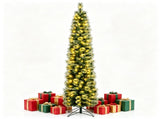 7ft Pre-Lit Slim Pencil Christmas Tree with 8 Light Modes & Remote Timer, Flame Retardant PVC, 68734458