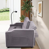 1 multifunctional foldable sofa bed in 3 different lengths, modern sofa, upgraded suede fabric, W1910P268395