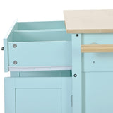 Kitchen Island Cart with 4 Door Cabinet and Two Drawers and 2 Locking Wheels - Solid Wood Top, 78818637