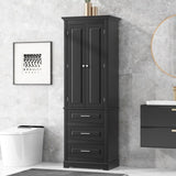 ZNTS Tall Storage Cabinet with Three Drawers for Bathroom/Office, Black WF299282AAB