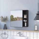 Oman Medicine Cabinet, Three Internal Shelves, Single Door, Two External Shelves -Black B20092104