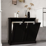 Two-Compartment Tilt-Out Laundry Sorter Cabinet-Black W1120139082