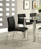 Black Color Leatherette 2pcs Dining Chairs Chrome Metal Legs Dining Room Side Chairs B011136662