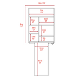 Wall Foldable Table with Multiple Shelves, Light Gray B097133223
