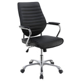 ZNTS Black and Chrome Height Adjustable Swivel Office Chair B062P153797