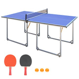 ZNTS 6ft Mid-Size Table Tennis Table Foldable & Portable Ping Pong Table Set for Indoor & Outdoor Games 88950035