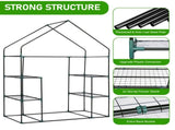Mini Walk-in Greenhouse with PE Cover, 4-Shelf Indoor Outdoor Plant Gardening Green House for Garden 35710700