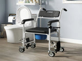 Black Shower Commode Wheelchair, Seniors Bedside Commode Chai 13016749