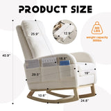 Modern Accent Rocking Chair Rocking Chair with Solid Wood Legs, Upholstered Nursery Glider Rocker, 88024389