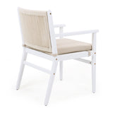 Outdoor Dining Chairs Set of 2, Acacia Wood Patio Armchair with Rope Design Back and Water Repellent N779P224995W
