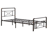 Single-layer Water Pipe Bed with Cross Design and Foot End Twin Black Iron Bed 91079255