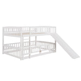 ZNTS Bunk Bed with Slide,Full Over Full Low Bunk Bed with Fence and Ladder for Toddler Kids Teens White 37938086