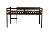 Full Rubber Wood Loft Bed with Ladder,Espresso W504P228818