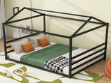 Metal House Shape Platform Bed, Black, Queen MF314071AAB