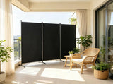 3-Panel Folding Room Divider, Black Freestanding Privacy Screen & Portable Partition for Bedroom, 23116714