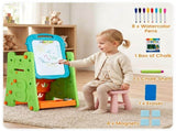 Green 3-in-1 Kids Double Sided Art Easel, Magnetic Whiteboard & Chalkboard Standing Drawing Board 43337394